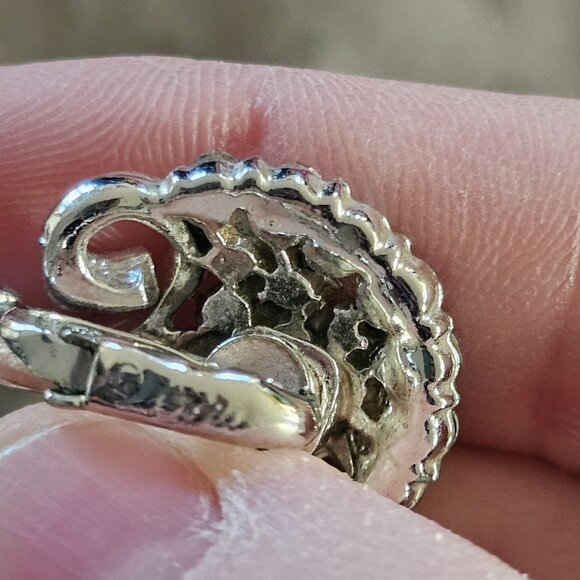 VTG Coro Silver Tone Clip On Earrings Pink AB Stones Aurora Borealis Mod 1960s - Picture 10 of 14